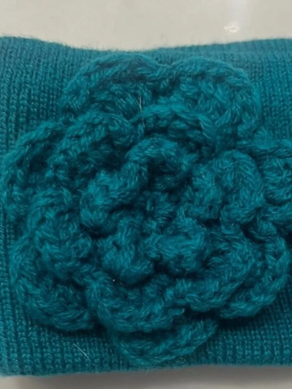 NWT Turquoise Knitted Hair Accessory with Flower Embellishment